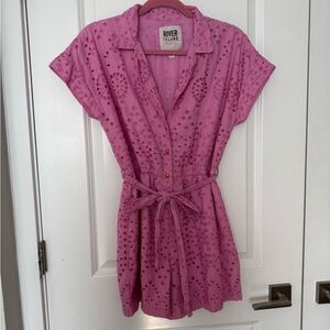 River Island Pink Eyelet Romper